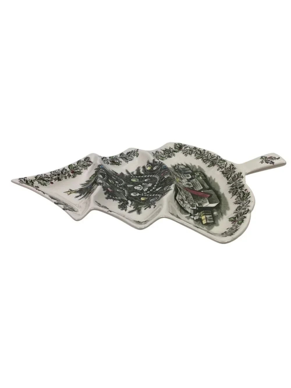 Johnson Bros Merry Christmas Tree-Shaped 3-Part Relish Serving Dish Festive